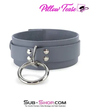 0654A      Steel Grey Leather Bondage Collar - MEGA Deal