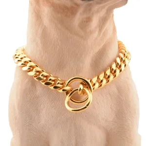 18K Gold Cuban Link Chain Collar for Dogs