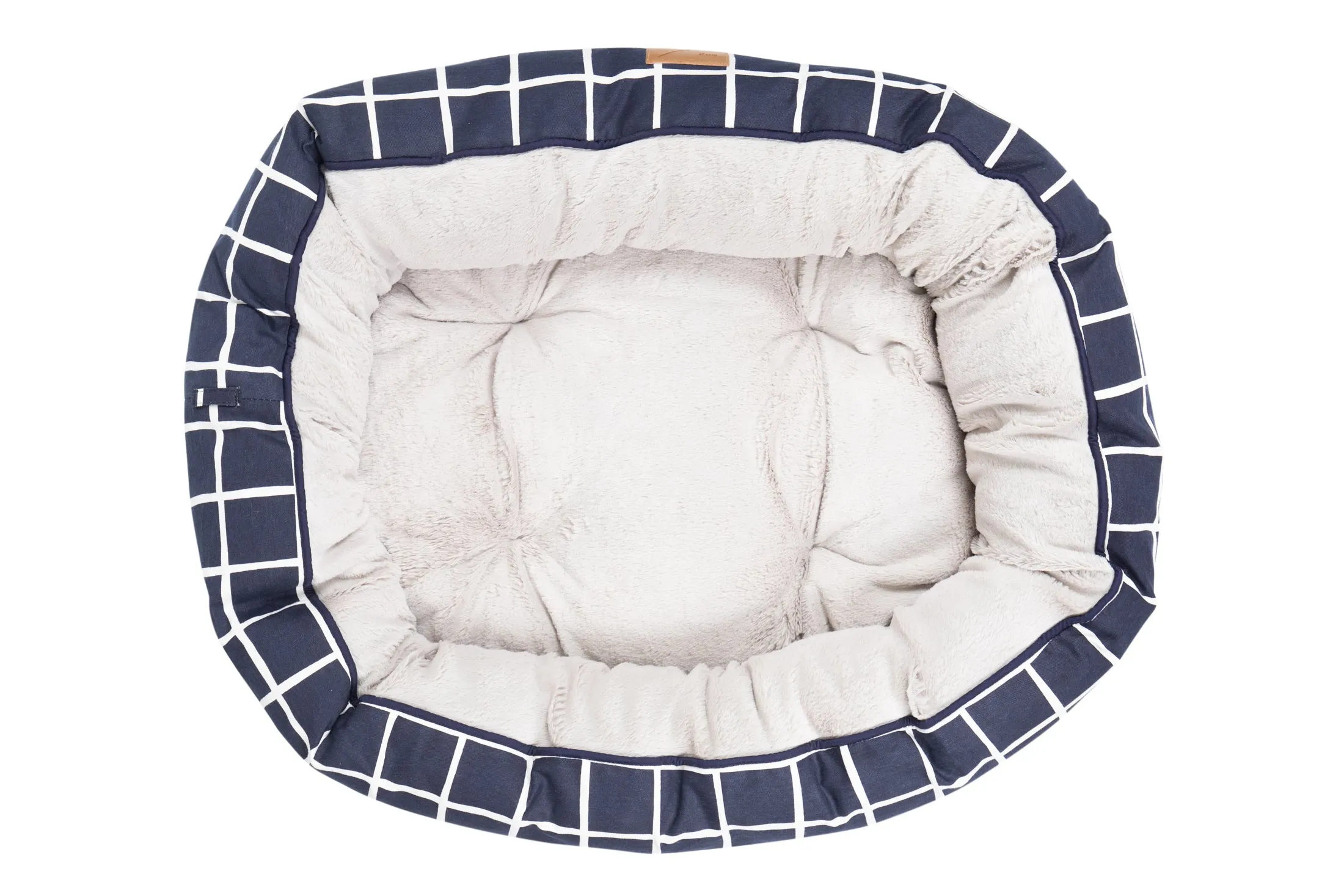 4 Seasons Reversible Circular Dog Bed - Navy Check