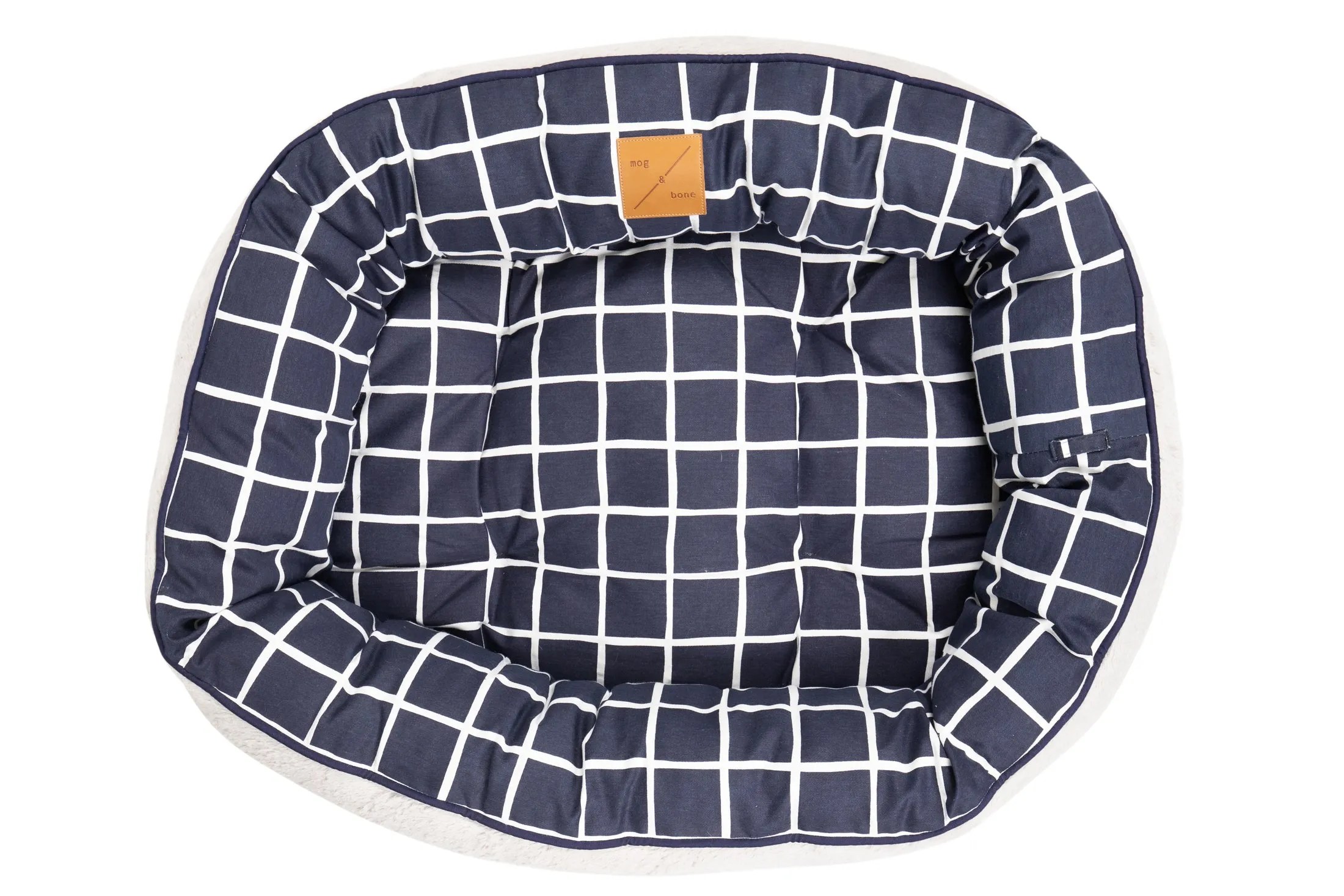 4 Seasons Reversible Circular Dog Bed - Navy Check