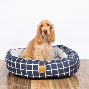 4 Seasons Reversible Circular Dog Bed - Navy Check