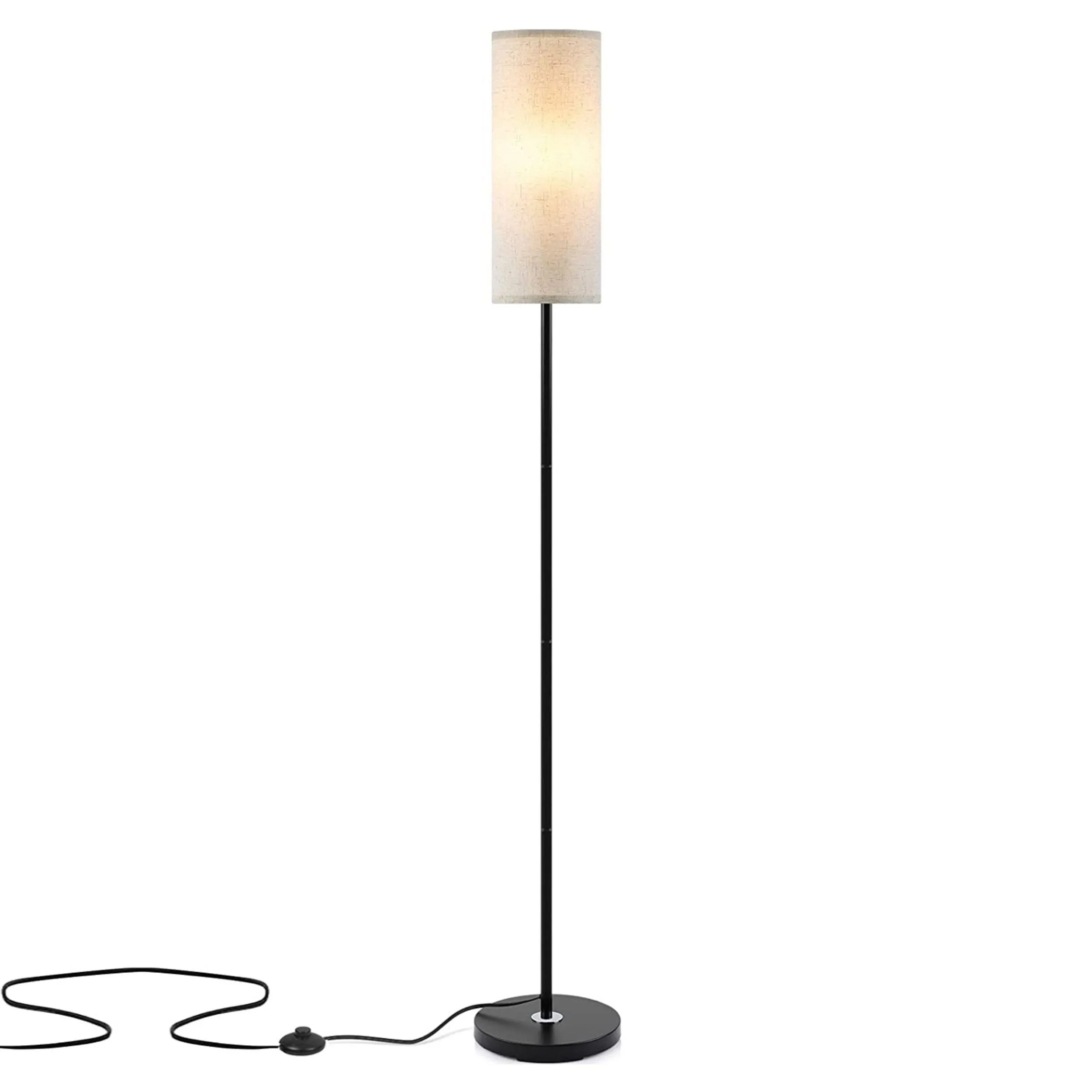 74.8in Tall Floor Lamp, 3200K Warm Yellow Light, Modern, Foot Switch, 6W Bulb - Bedroom & Living Room Decorative Standing Lamp