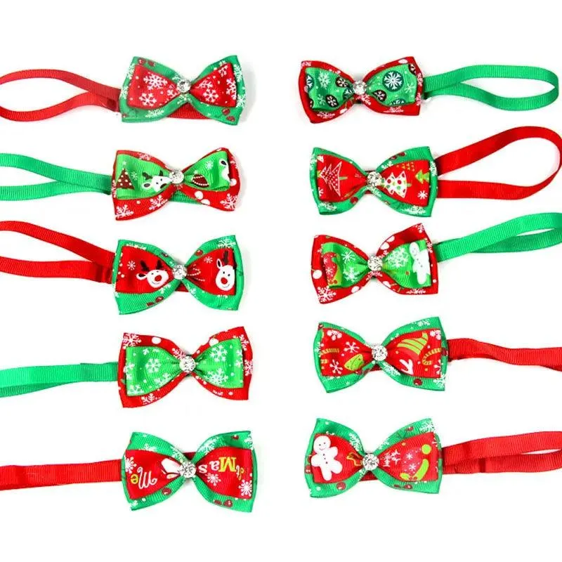 Adjustable Christmas Pet Collar with Bow Tie