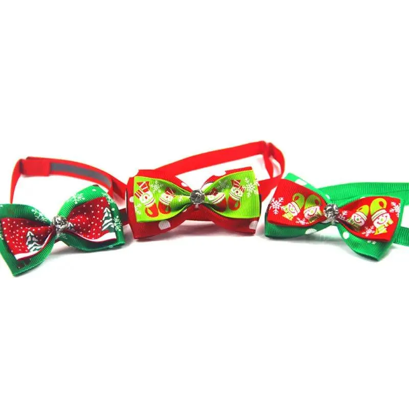 Adjustable Christmas Pet Collar with Bow Tie