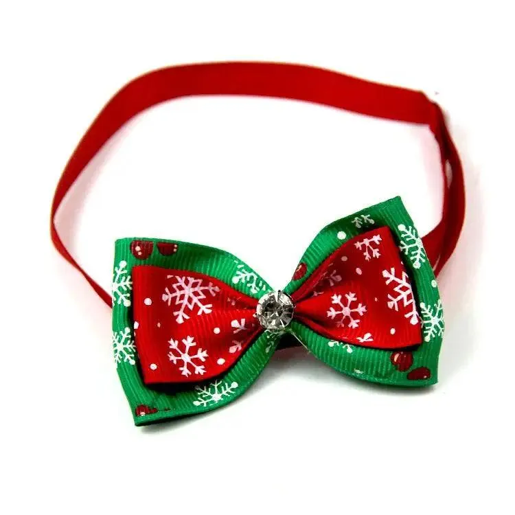 Adjustable Christmas Pet Collar with Bow Tie