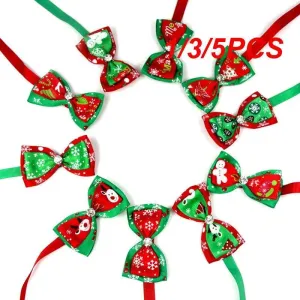 Adjustable Christmas Pet Collar with Bow Tie