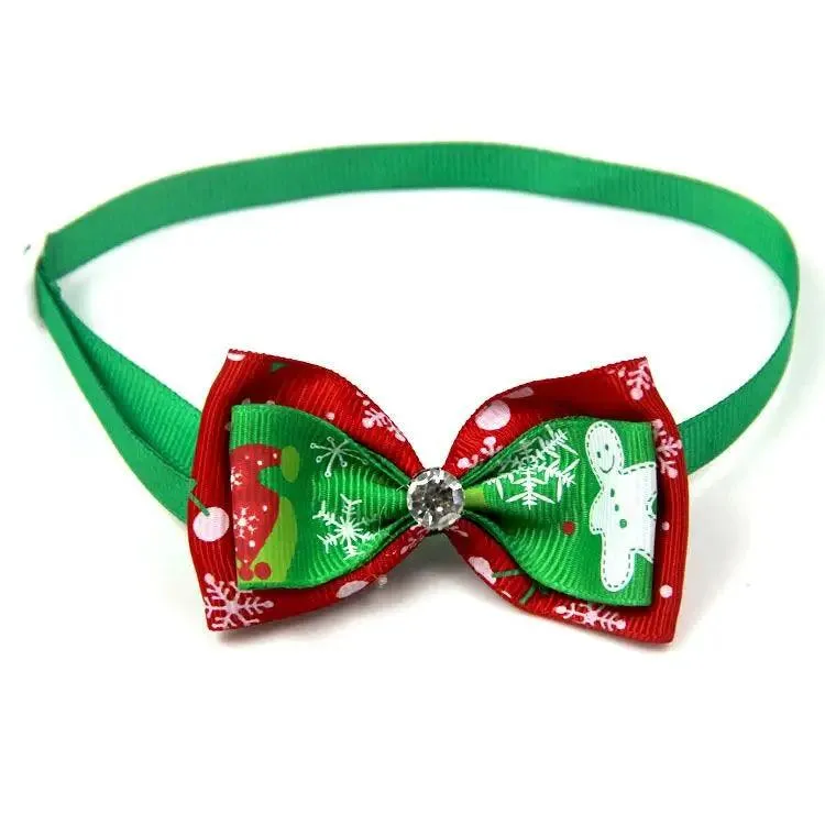 Adjustable Christmas Pet Collar with Bow Tie