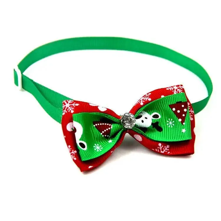 Adjustable Christmas Pet Collar with Bow Tie