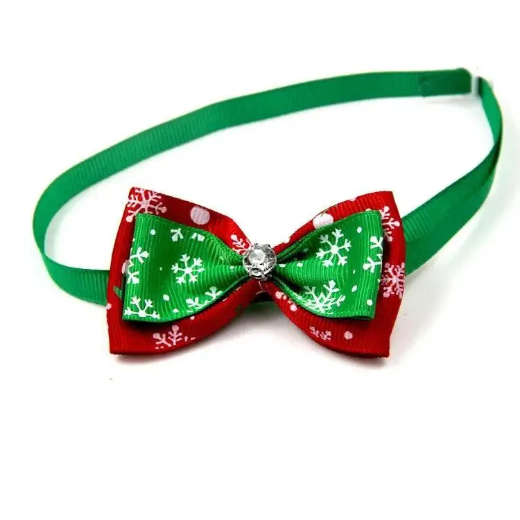 Adjustable Christmas Pet Collar with Bow Tie