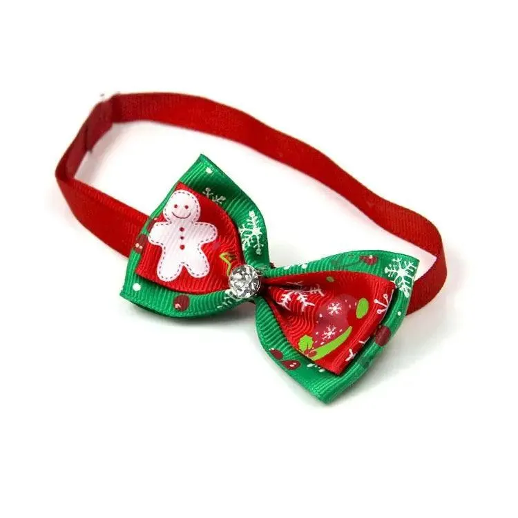 Adjustable Christmas Pet Collar with Bow Tie