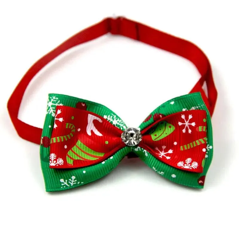 Adjustable Christmas Pet Collar with Bow Tie