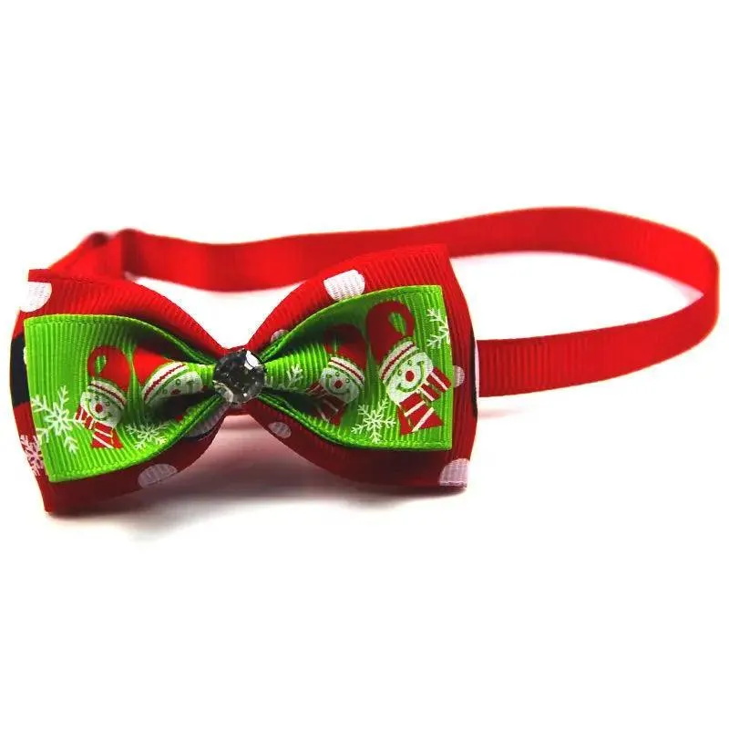 Adjustable Christmas Pet Collar with Bow Tie