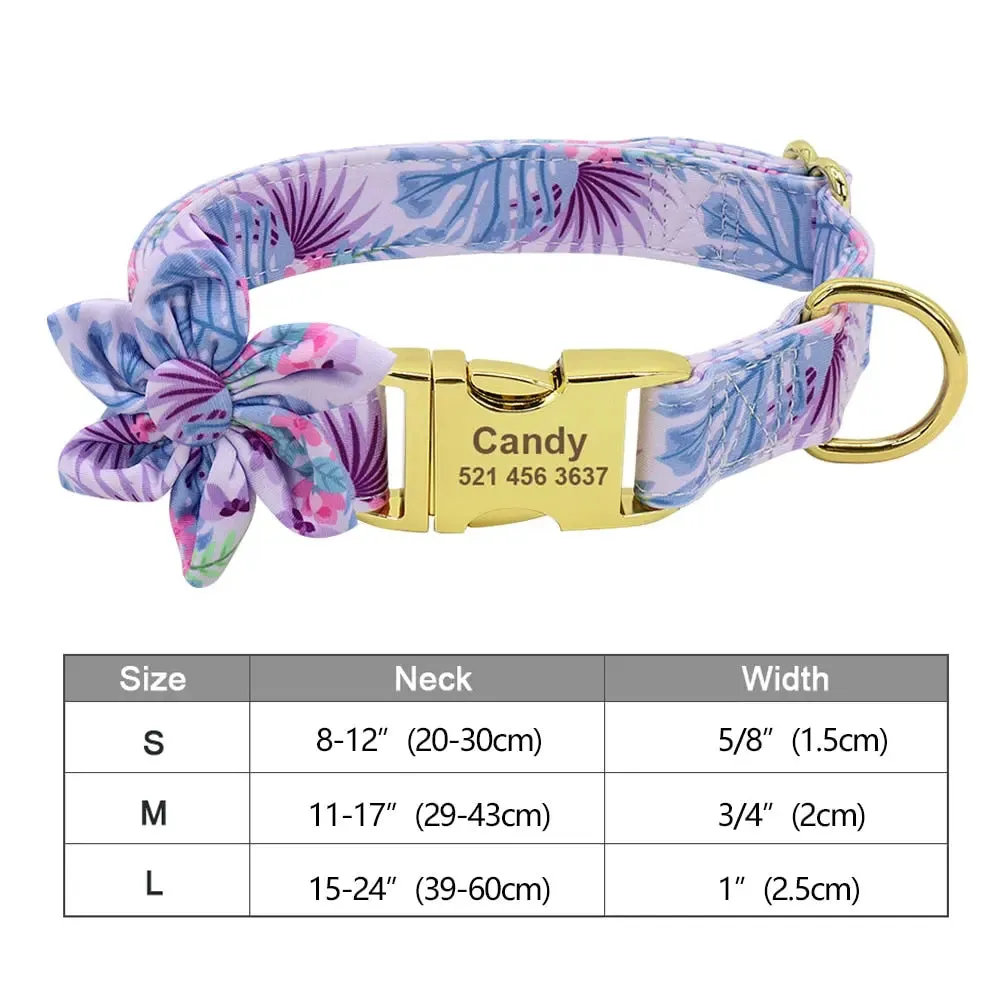 Adorable Multicolored Flower Print Dog Collars – Personalized for Dogs and Cats