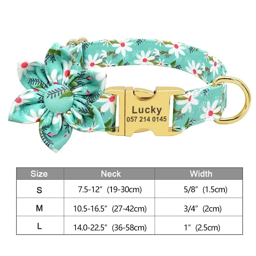 Adorable Multicolored Flower Print Dog Collars – Personalized for Dogs and Cats