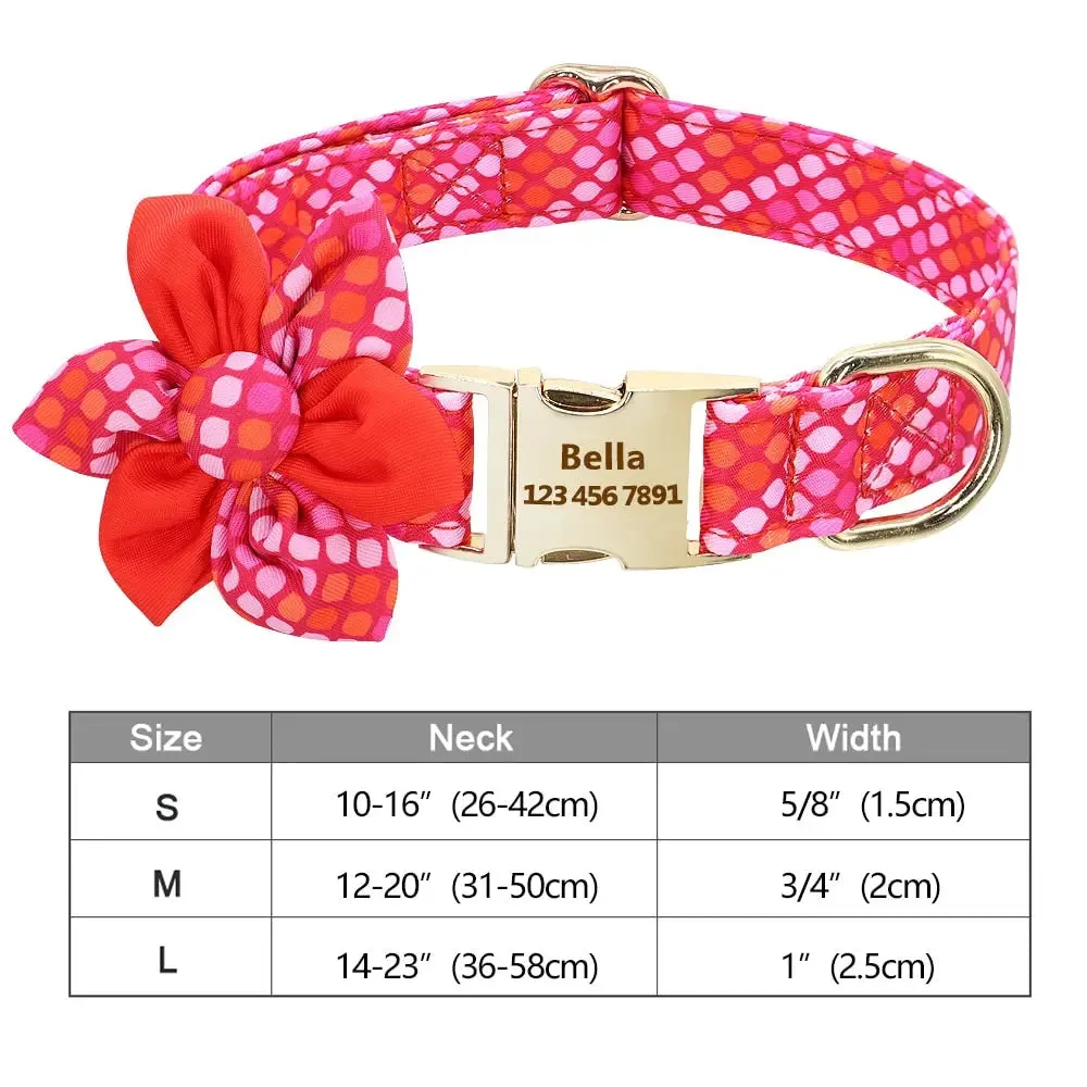 Adorable Multicolored Flower Print Dog Collars – Personalized for Dogs and Cats