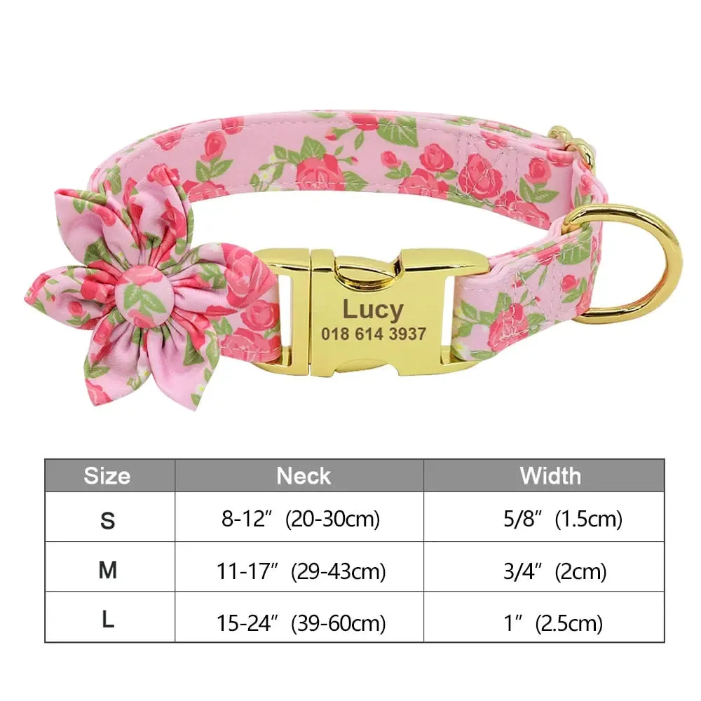 Adorable Multicolored Flower Print Dog Collars – Personalized for Dogs and Cats