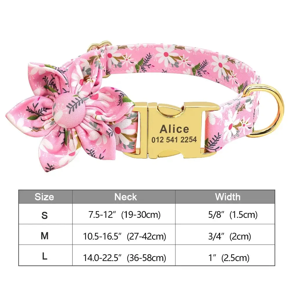 Adorable Multicolored Flower Print Dog Collars – Personalized for Dogs and Cats