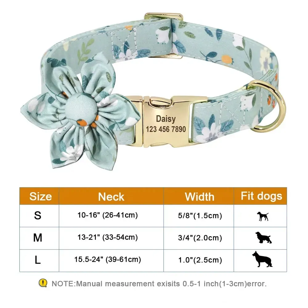 Adorable Multicolored Flower Print Dog Collars – Personalized for Dogs and Cats