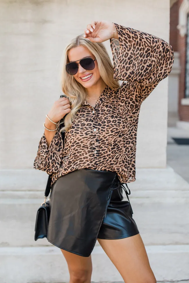 Along For The Drive Leopard Print Bell Sleeve Blouse