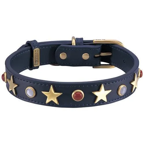 American Blue Leather Dog Collar