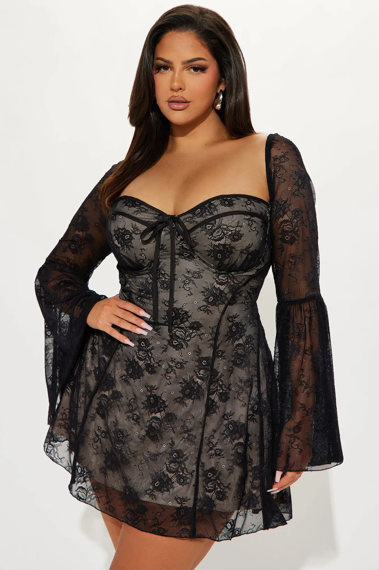 Analise Lace Mini Dress - Black/combo