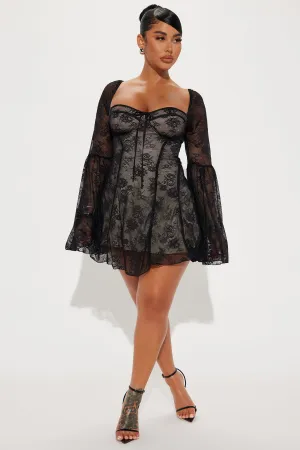 Analise Lace Mini Dress - Black/combo