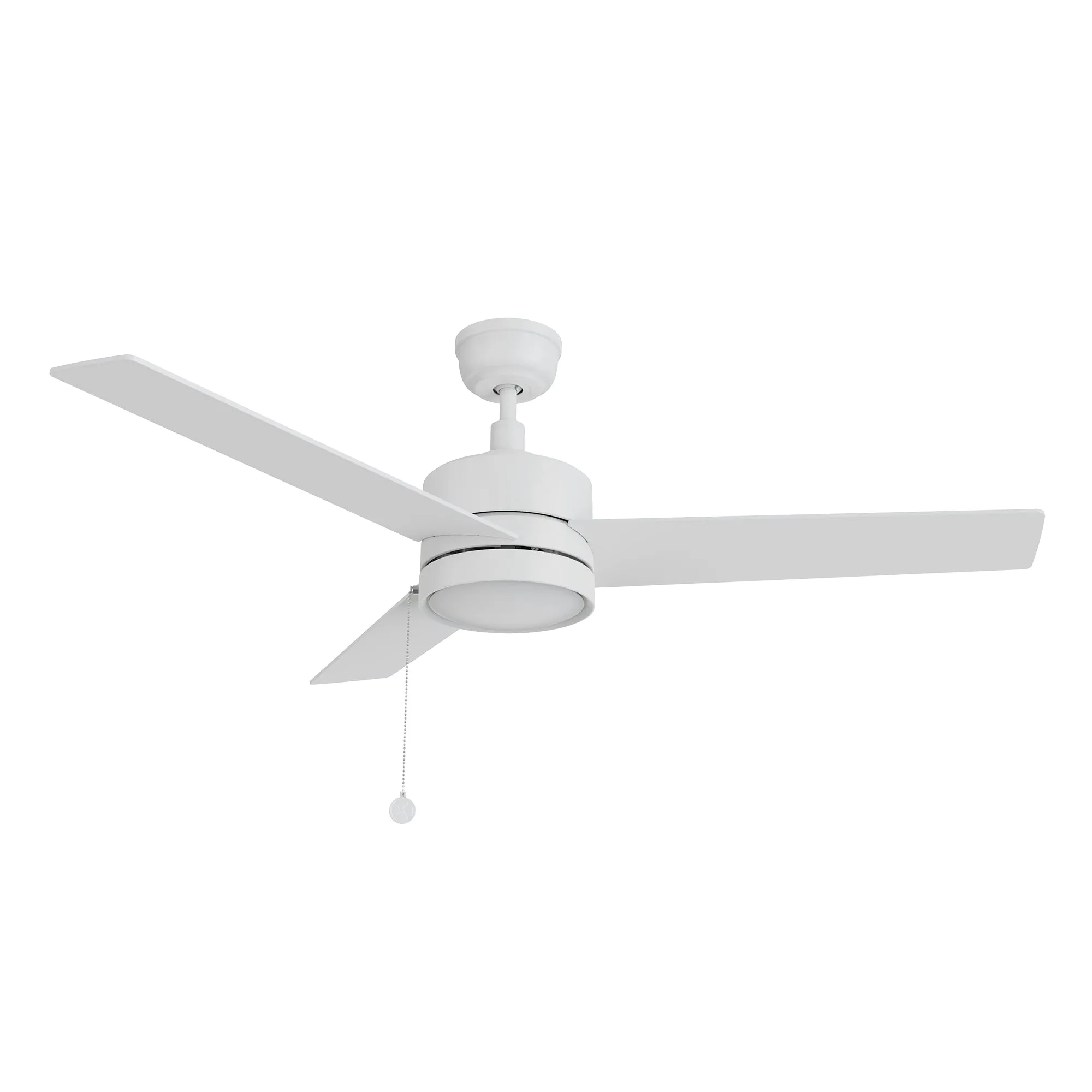 ASCOTT 52 inch 3 Blade Ceiling Fan with Pull Chain - White/White (No light)