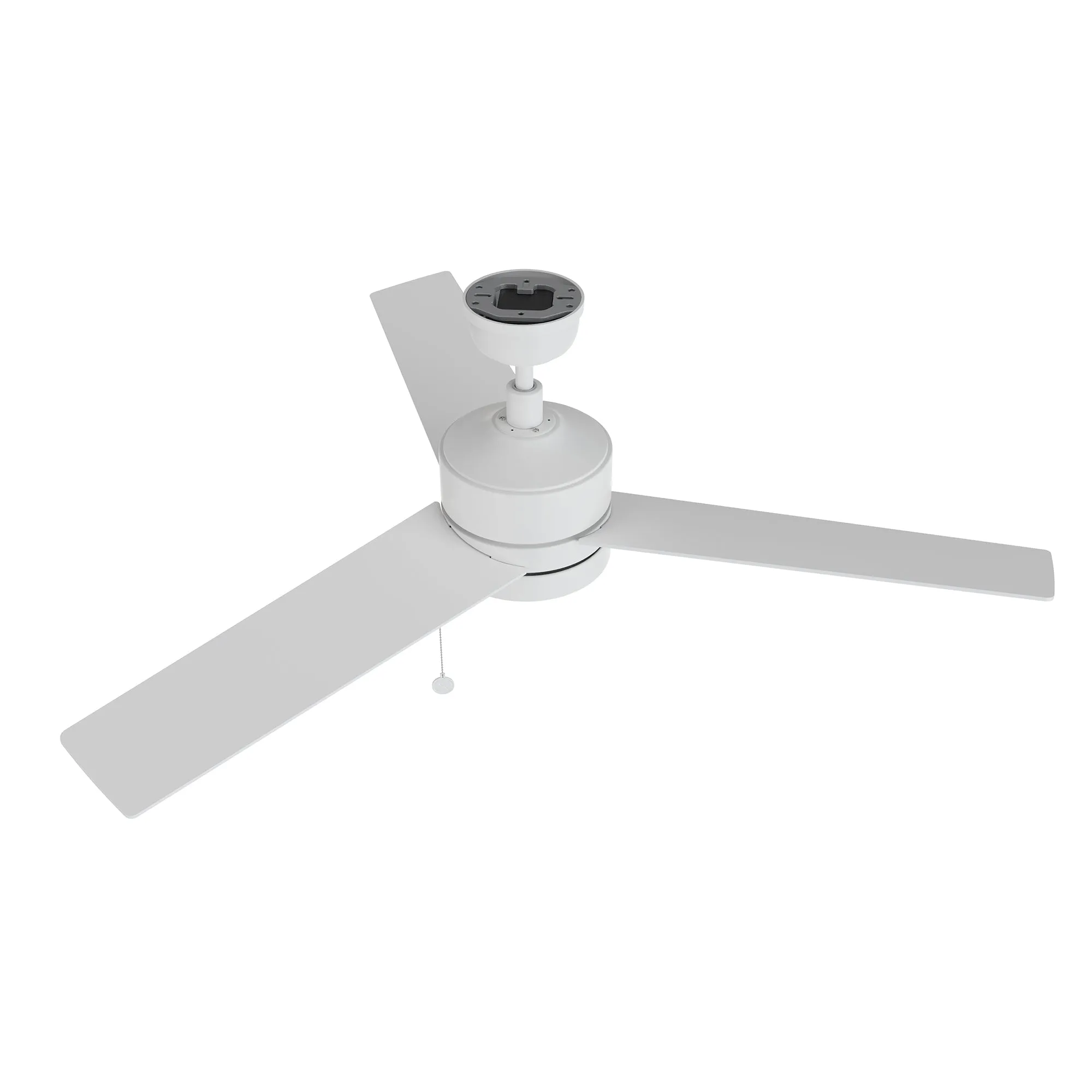 ASCOTT 52 inch 3 Blade Ceiling Fan with Pull Chain - White/White (No light)