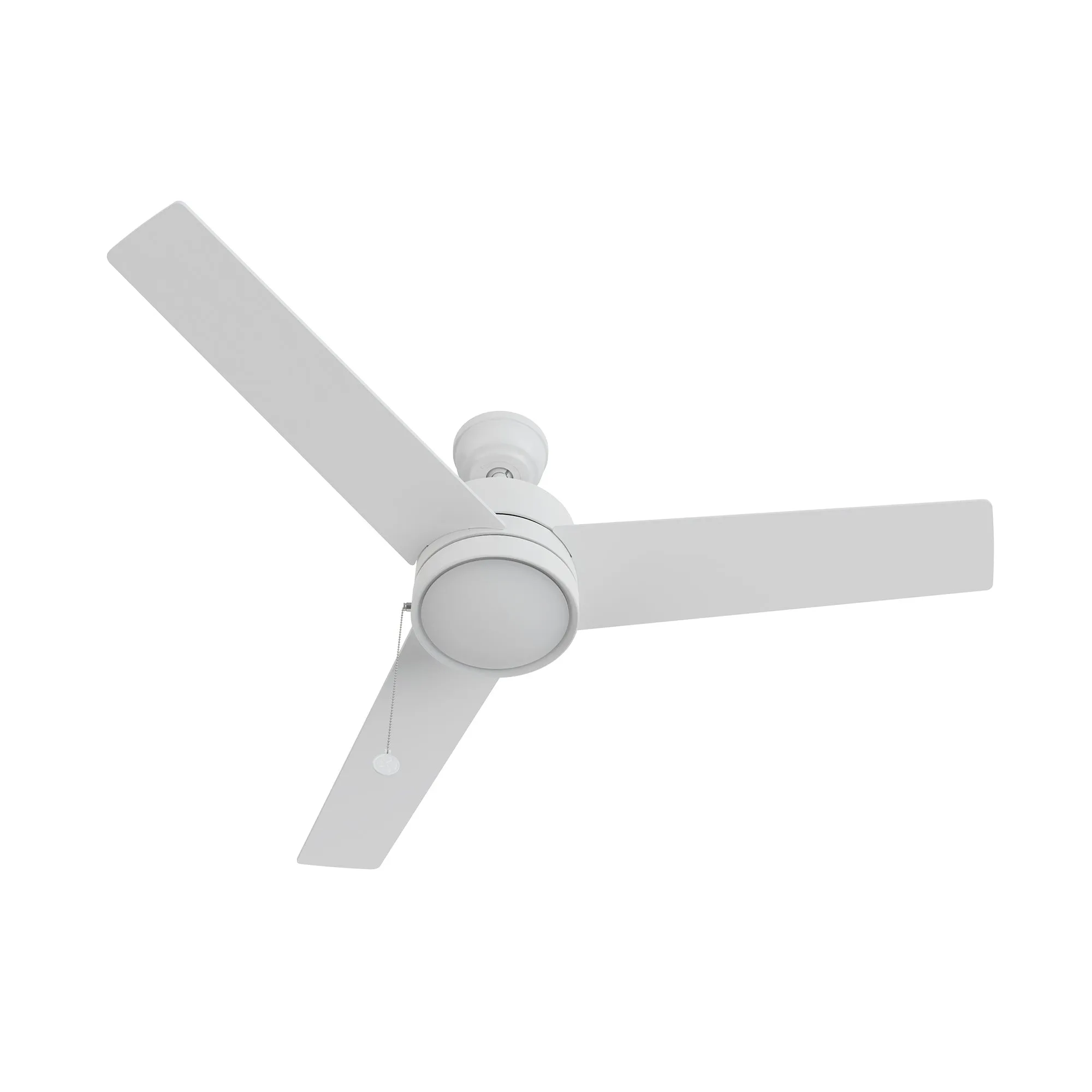 ASCOTT 52 inch 3 Blade Ceiling Fan with Pull Chain - White/White (No light)