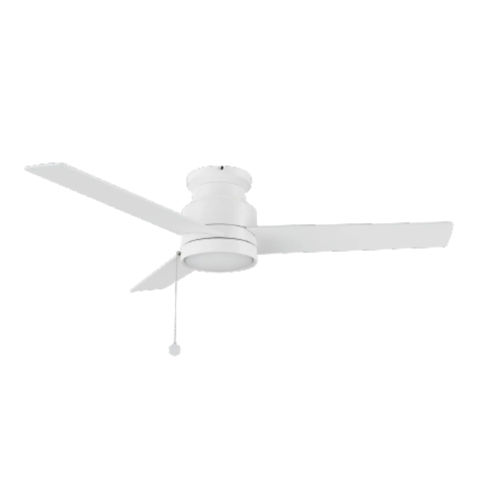 ASCOTT 52 inch 3 Blade Flush Mount Ceiling Fan with Pull Chain - White/White (No light)