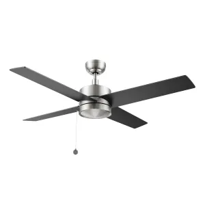 ASCOTT 52 inch 4-Blade Ceiling Fan with Pull Chain - Brushed Nickel/Black (No light)