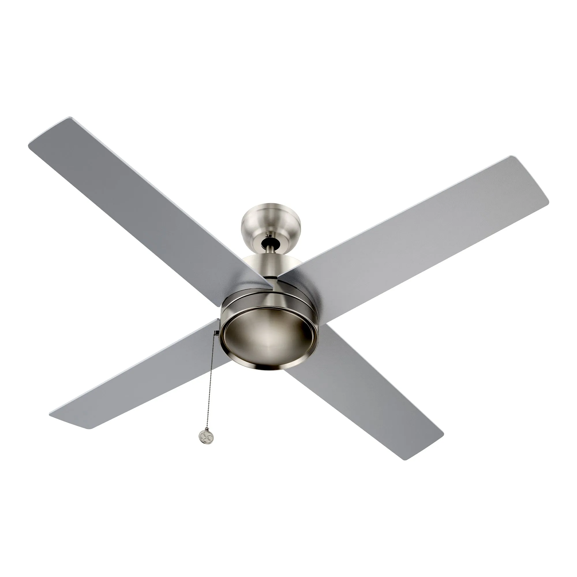 ASCOTT 52 inch 4-Blade Ceiling Fan with Pull Chain - Silver/Silver (No light)