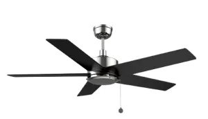 ASCOTT 52 inch 5-Blade Ceiling Fan with Pull Chain - Brushed Nickel/Black (No light)