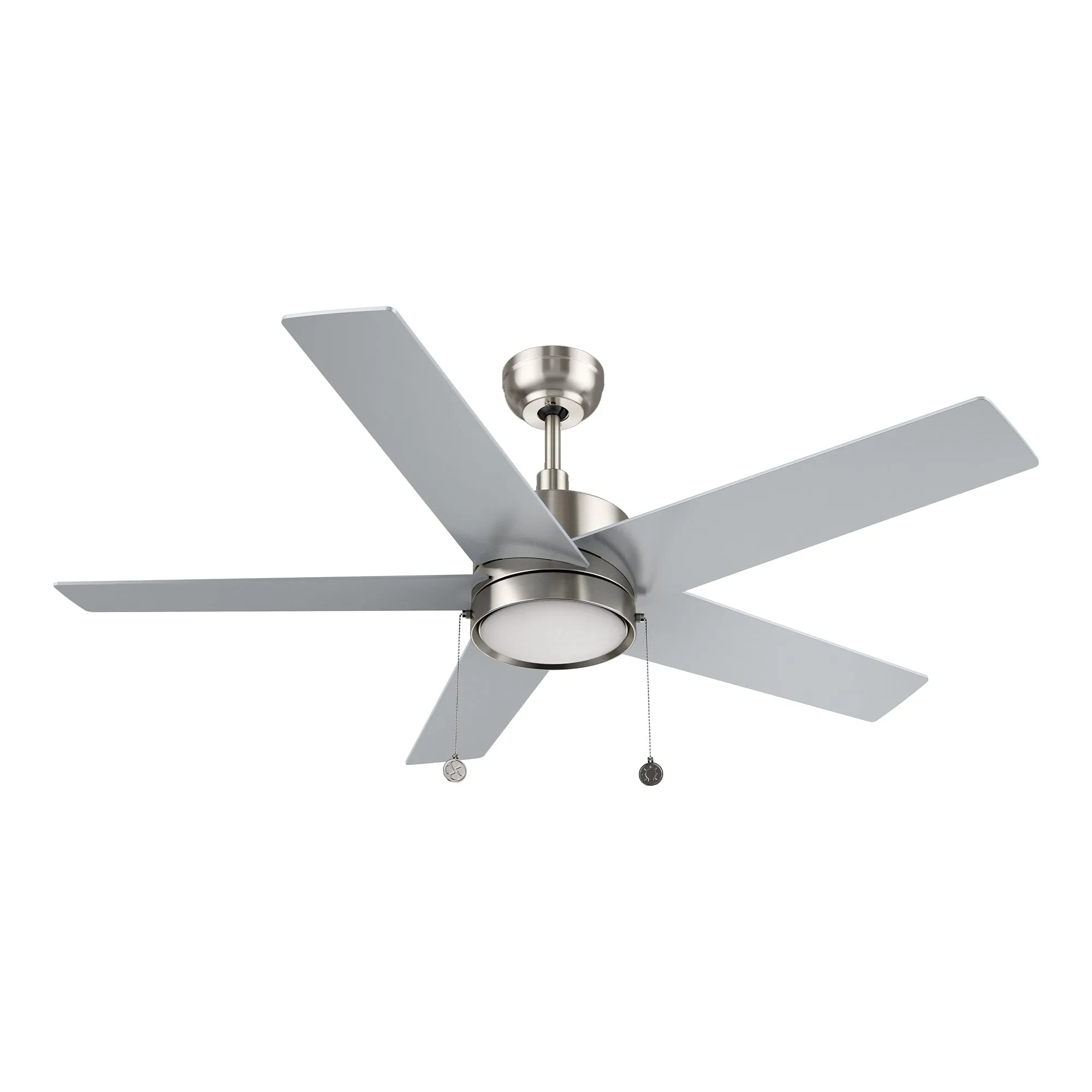 ASCOTT 52 inch 5 Blade Ceiling Fan with Pull Chain - Brushed Nickel/Silver