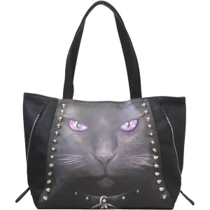 BLACK CAT - Tote Bag - Top quality PU Leather Studded