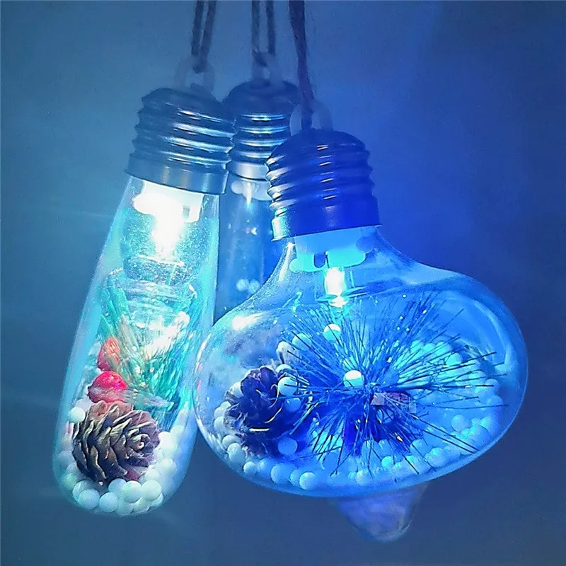 Bulk 5pcs Light Up Clear Xmas Ball Ornaments Hanging Ornaments Wholesale