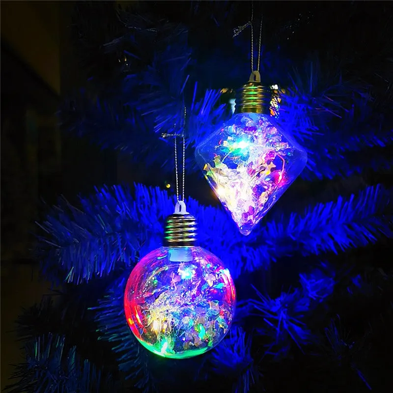 Bulk 5pcs Light Up Clear Xmas Ball Ornaments Hanging Ornaments Wholesale