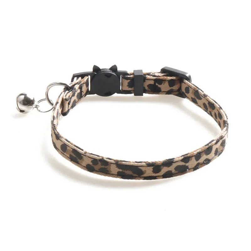 Cat Collar Breakaway with Bell Leopard Durable & Safe Cute Kitten Collars Safety Adjustable Kitty Collar for Cat Puppy 7.5-11in