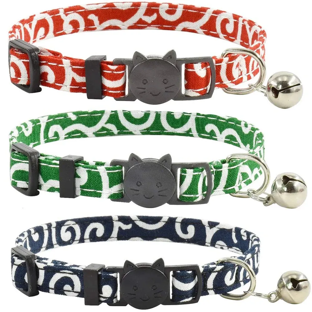 Cat Collar Breakaway with Bell Leopard Durable & Safe Cute Kitten Collars Safety Adjustable Kitty Collar for Cat Puppy 7.5-11in