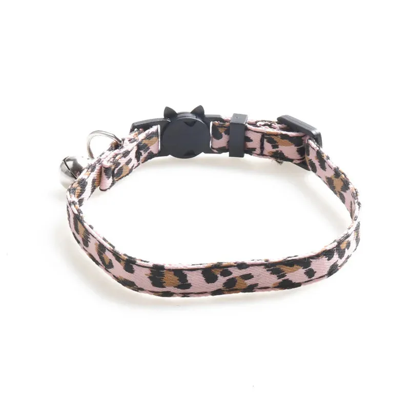 Cat Collar Breakaway with Bell Leopard Durable & Safe Cute Kitten Collars Safety Adjustable Kitty Collar for Cat Puppy 7.5-11in