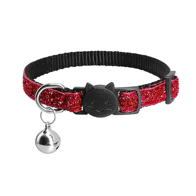 Cat Collar With Bell Dog Collar For Cats Kittens Pet Collars Cat Leashes Puppy Solid Adjustable Collar For Cat Pet Lead Supplies