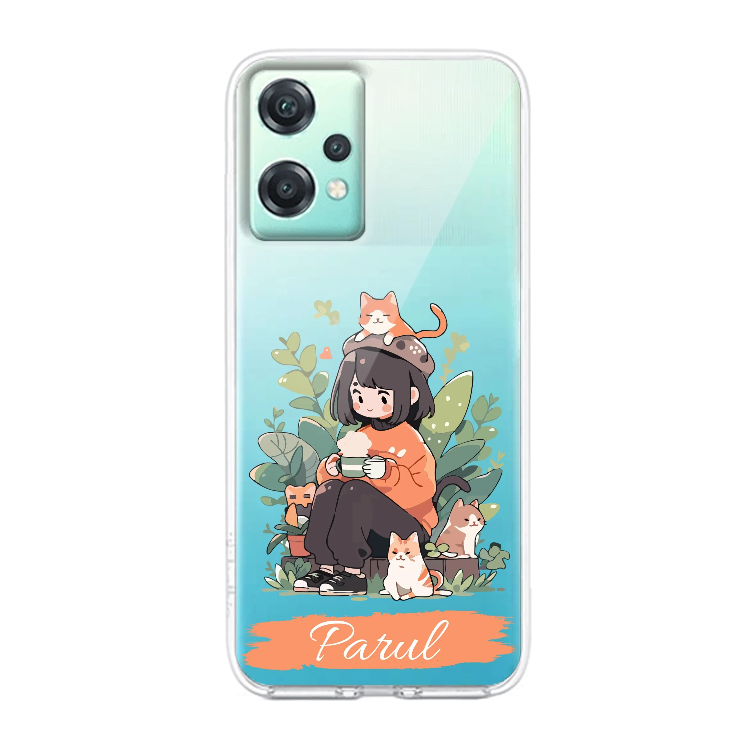 Cat Lover Customize Transparent Silicon Case For OnePlus