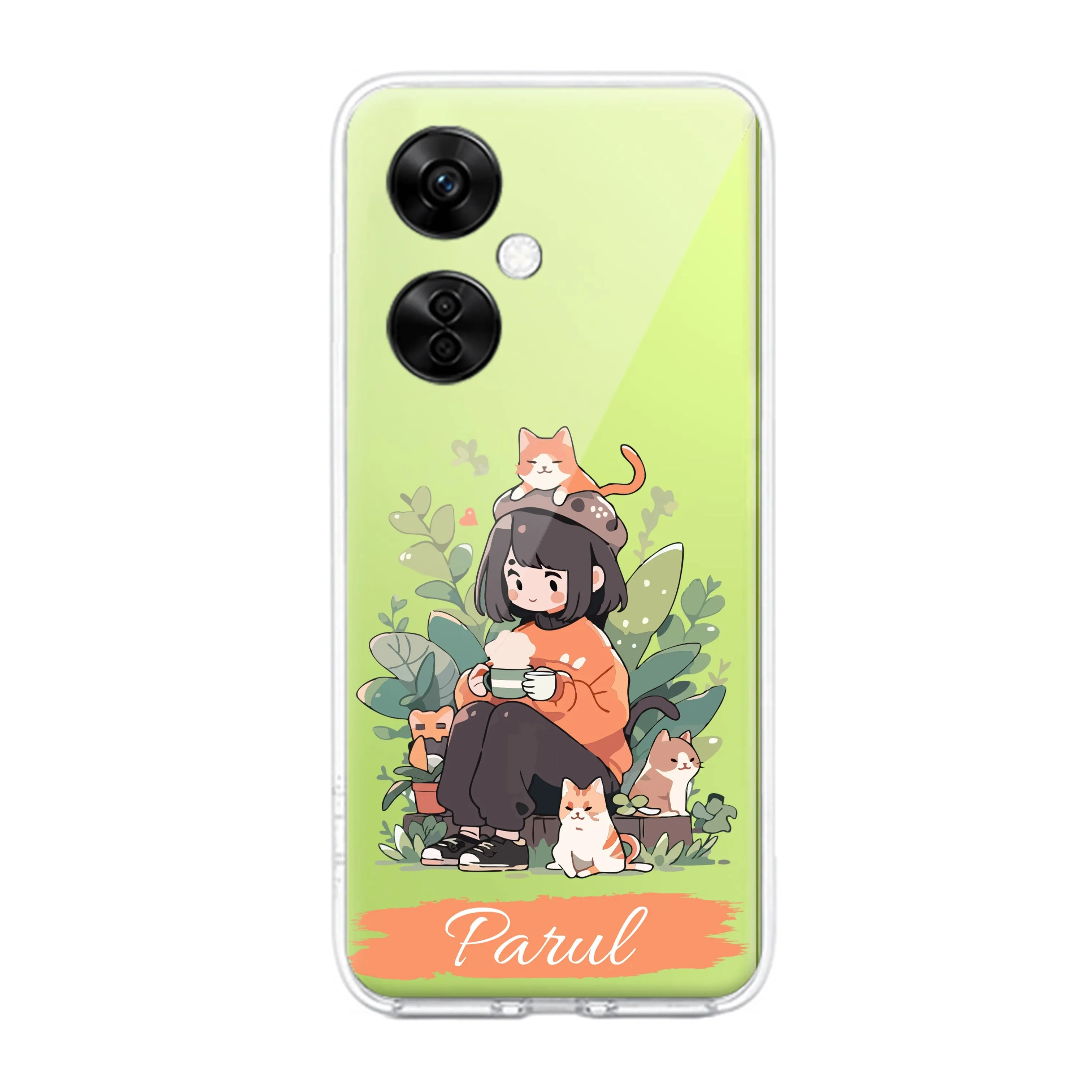 Cat Lover Customize Transparent Silicon Case For OnePlus