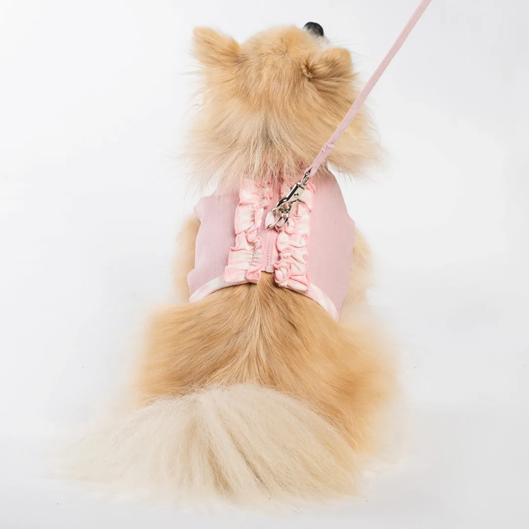 Check Pattern Ruffle Harnesses with Leash - Pink