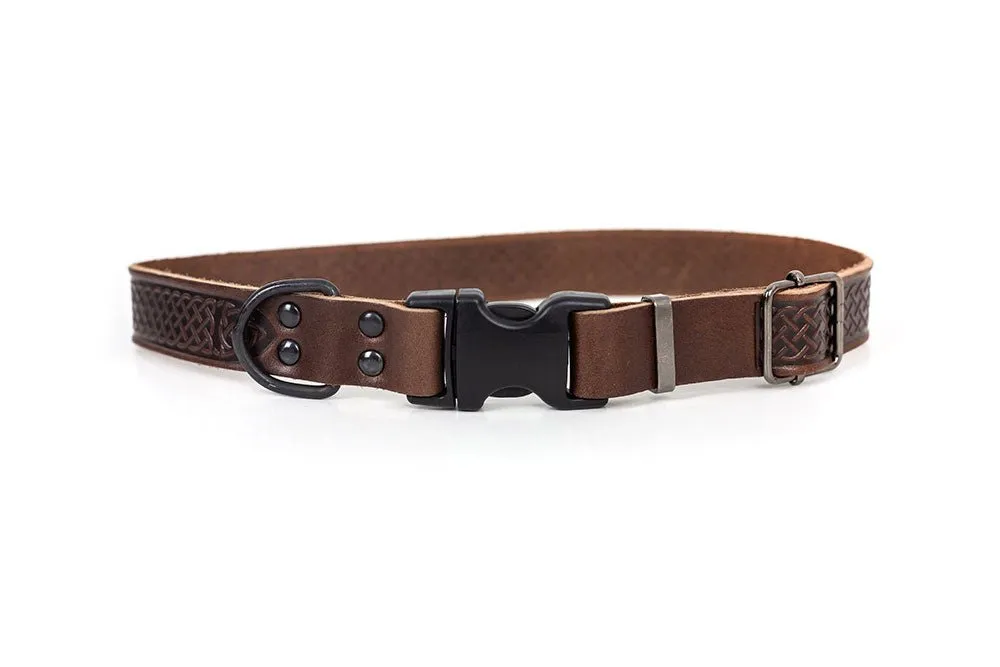 Chocolate Celtic Sport Quick-Release Leather Collar