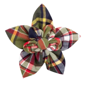 Collar Flower | Dark Olive Plaid