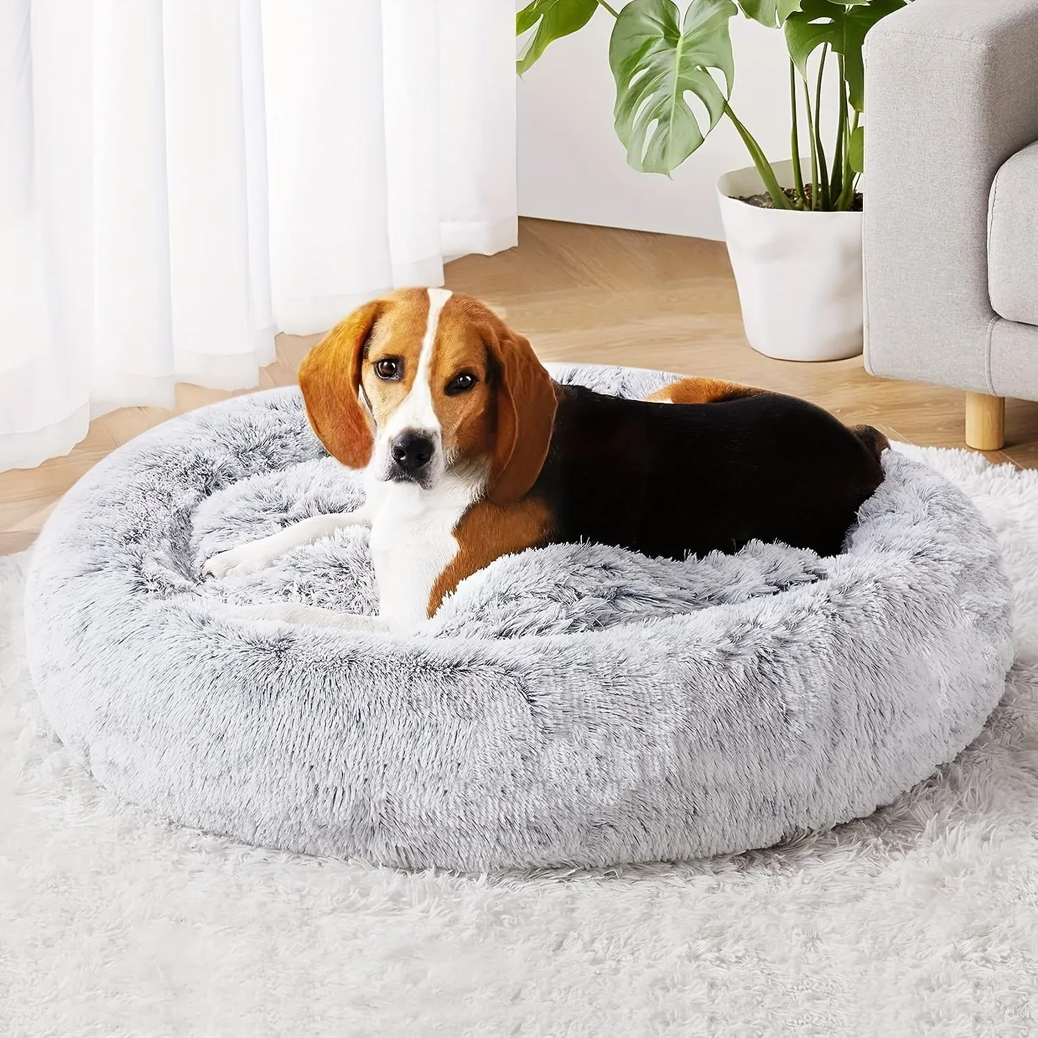 Cozy Donut Cat Bed Warm Calming  Washable with Nonslip Bottom