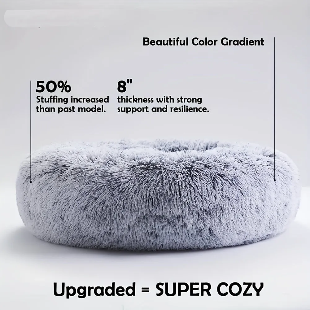 Cozy Donut Cat Bed Warm Calming  Washable with Nonslip Bottom