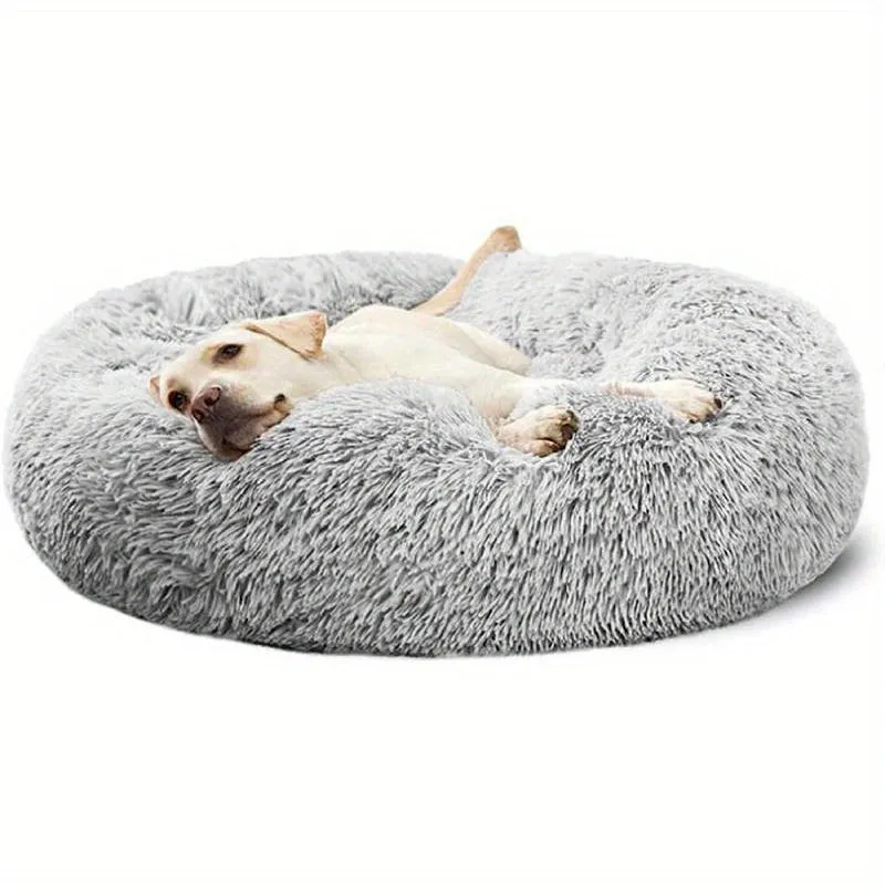 Cozy Donut Cat Bed Warm Calming  Washable with Nonslip Bottom