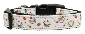 Cupcakes Nylon Ribbon Collar White Medium